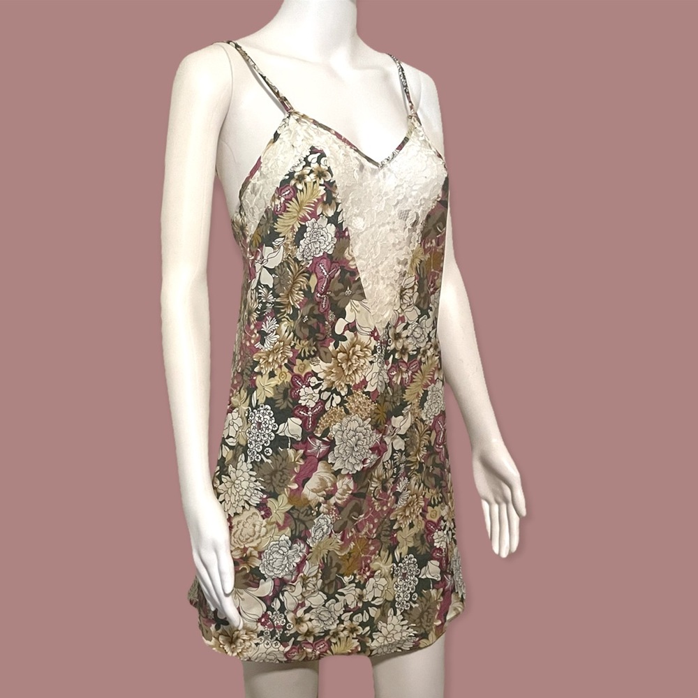 Victorias Secret Gold Label Mini Nightgown earthy florals magenta size small
